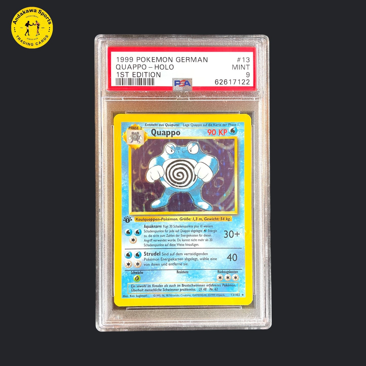HOLO PSA 9 Pokemon Quappo Base Set 1. Edition 13/102