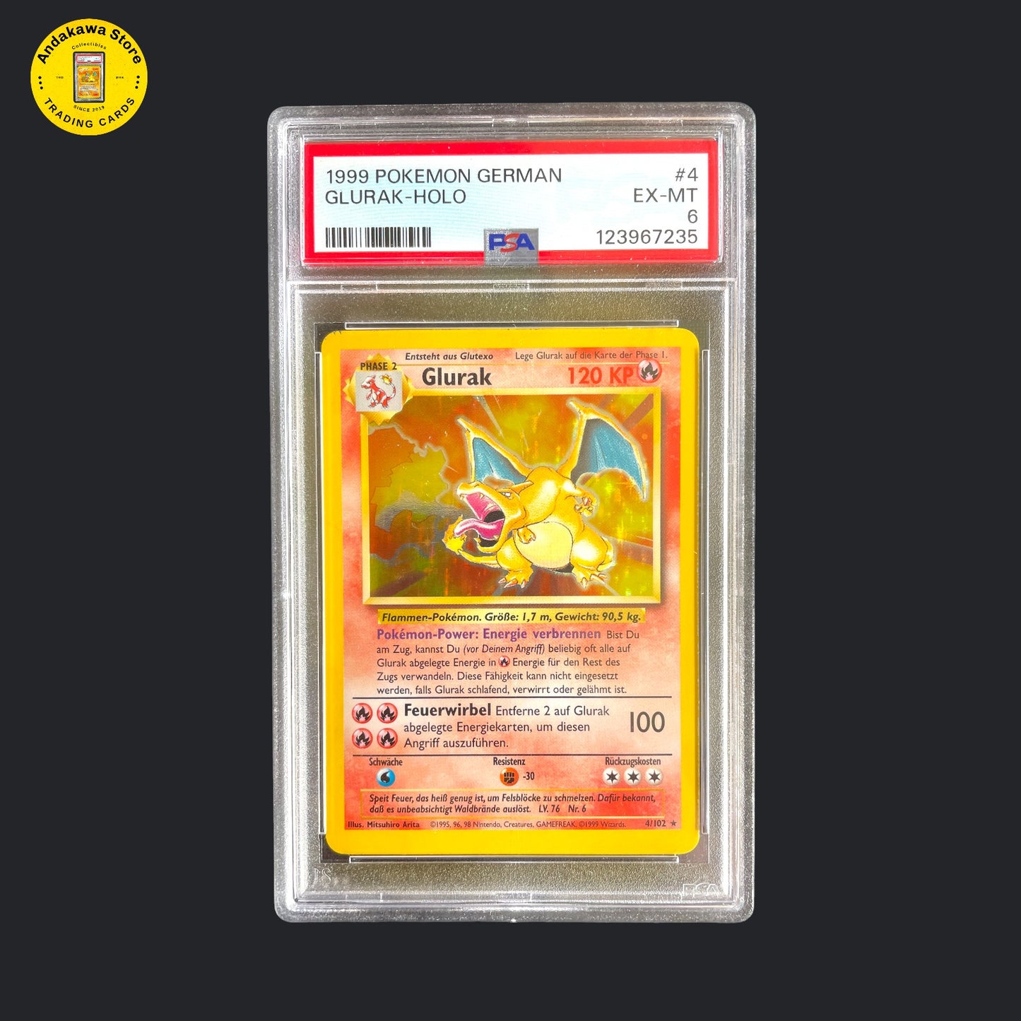 HOLO PSA 6 Pokemon Glurak Base Set 4/102