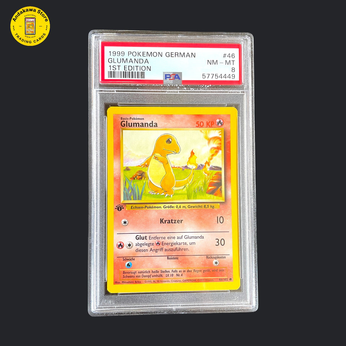 PSA 8 Pokemon Glumanda Base Set 1. Edition 46/102