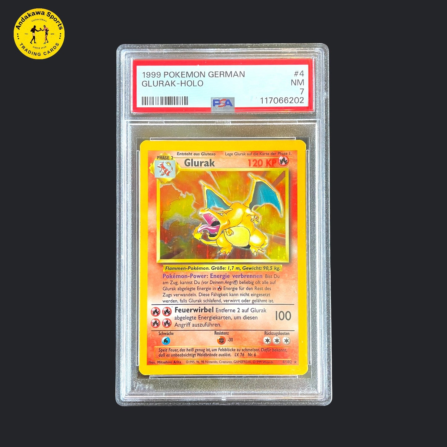 HOLO PSA 7 Pokemon Glurak Base Set 4/102